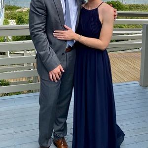 BHLDN chiffon navy dress